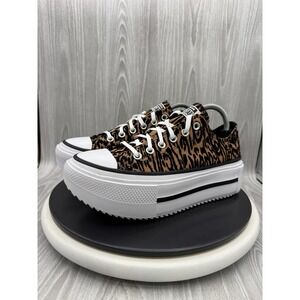 Converse Double Stack All Star Lift Womens Size 11 Platform Leopard Print Shoes